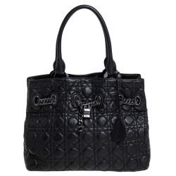 Pre Owned Dior Black Cannage Leather Chri Chri Tote
