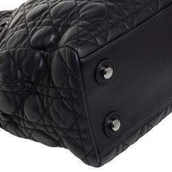 Pre Owned Dior Black Cannage Leather Chri Chri Tote
