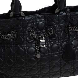 Pre Owned Dior Black Cannage Leather Chri Chri Tote