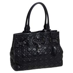 Pre Owned Dior Black Cannage Leather Chri Chri Tote