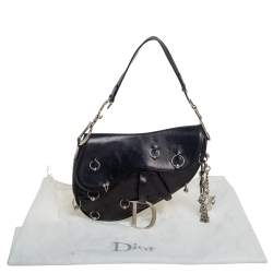 Pre Owned Dior Black Leather Saddle Piercing Bag