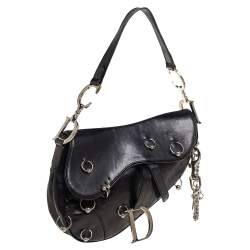 Pre Owned Dior Black Leather Saddle Piercing Bag