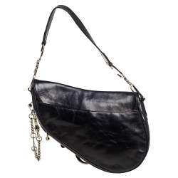 Pre Owned Dior Black Leather Saddle Piercing Bag