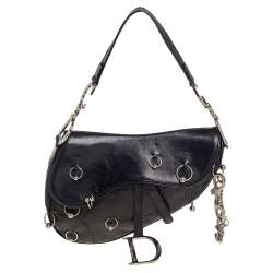 Pre Owned Dior Black Leather Saddle Piercing Bag