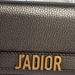 مملوكة مسبقًا Dior Metallic Grey Leather J'adior Croisiere Wallet on chain