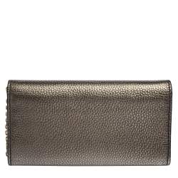 مملوكة مسبقًا Dior Metallic Grey Leather J'adior Croisiere Wallet on chain