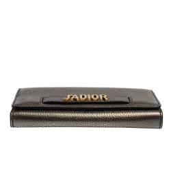 مملوكة مسبقًا Dior Metallic Grey Leather J'adior Croisiere Wallet on chain