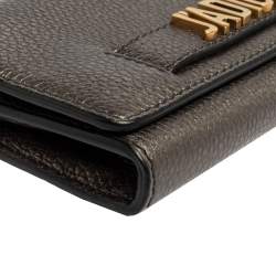مملوكة مسبقًا Dior Metallic Grey Leather J'adior Croisiere Wallet on chain