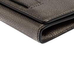 مملوكة مسبقًا Dior Metallic Grey Leather J'adior Croisiere Wallet on chain