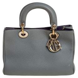 Pre Owned حقيبة يد ديور ميني ديوريسيمو جلد محبب رصاصي 