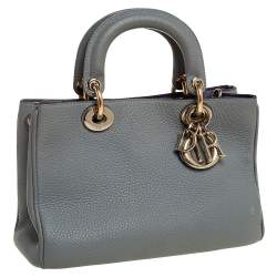 Pre Owned حقيبة يد ديور ميني ديوريسيمو جلد محبب رصاصي 