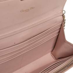 Pre Owned Dior Beige Patent Cannage Leather Miss Dior Wallet On Chain