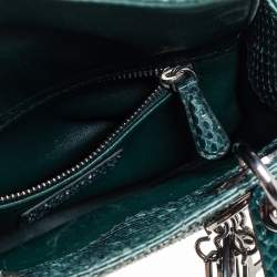 Pre Owned Dior Green Python Mini Chain Lady Dior Tote