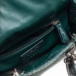 Pre Owned Dior Green Python Mini Chain Lady Dior Tote