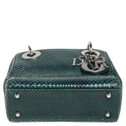Pre Owned Dior Green Python Mini Chain Lady Dior Tote