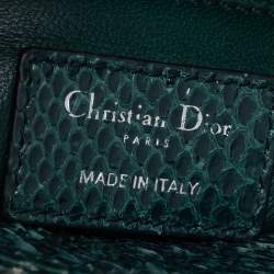 Pre Owned Dior Green Python Mini Chain Lady Dior Tote