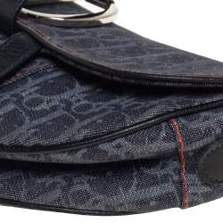 مملوكة مسبقًا حقيبة ديور سادل جلد وكانفاس مائل أزرق