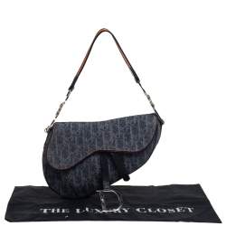 مملوكة مسبقًا حقيبة ديور سادل جلد وكانفاس مائل أزرق