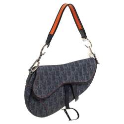 مملوكة مسبقًا حقيبة ديور سادل جلد وكانفاس مائل أزرق