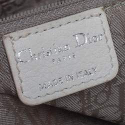 Pre Owned Dior White Leather Whipstitch Gaucho Hobo