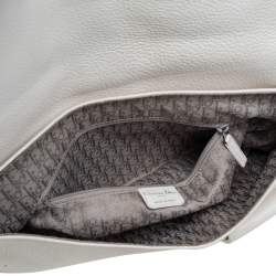 Pre Owned Dior White Leather Whipstitch Gaucho Hobo