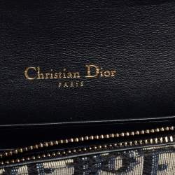 Pre Owned Dior Navy Blue/White Oblique Canvas and Leather Saddle Belt Bag