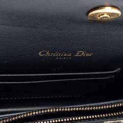 Pre Owned Dior Navy Blue/White Oblique Canvas and Leather Saddle Belt Bag