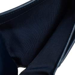 Pre Owned Dior Blue Oblique Canvas and Leather Flap Wallet