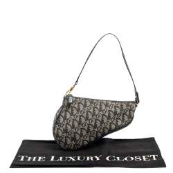 Pre Owned حقيبة سادل ديور جلد وكانفاس أوبليك أزرق/ رصاصي  