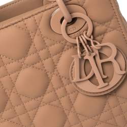 Dior Beige Ultra Matte Cannage Quilted Leather Small Lady Dior Tote