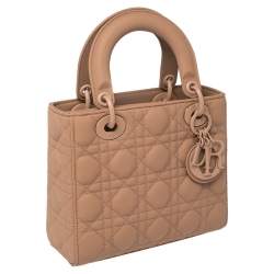 Dior Beige Ultra Matte Cannage Quilted Leather Small Lady Dior Tote