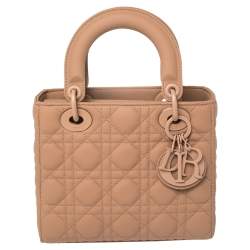 Dior Beige Ultra Matte Cannage Quilted Leather Small Lady Dior Tote