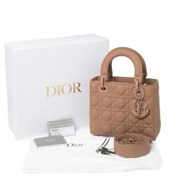 Dior Beige Ultra Matte Cannage Quilted Leather Small Lady Dior Tote