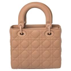 Dior Beige Ultra Matte Cannage Quilted Leather Small Lady Dior Tote