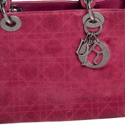 مملوكة مسبقًا Dior Pink Cannage Suede And Leather Medium Lady Dior Tote