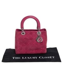 مملوكة مسبقًا Dior Pink Cannage Suede And Leather Medium Lady Dior Tote