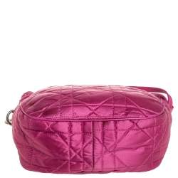 Pre Owned Dior Pink Cannage Quilted Nylon Drawstring Bucket Bag