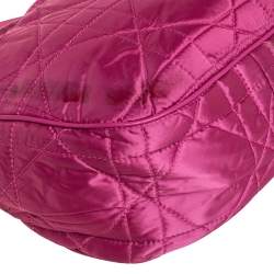 Pre Owned Dior Pink Cannage Quilted Nylon Drawstring Bucket Bag