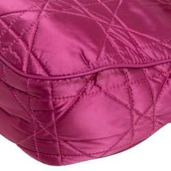 Pre Owned Dior Pink Cannage Quilted Nylon Drawstring Bucket Bag