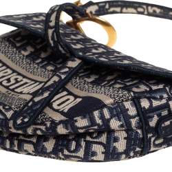 Pre Owned Dior Blue Diorissimo Canvas Saddle Shoulder Bag