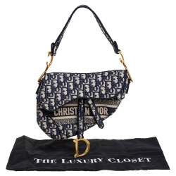 Pre Owned Dior Blue Diorissimo Canvas Saddle Shoulder Bag