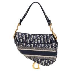 Pre Owned Dior Blue Diorissimo Canvas Saddle Shoulder Bag