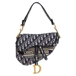 Pre Owned Dior Blue Diorissimo Canvas Saddle Shoulder Bag