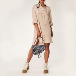 Pre Owned Dior Blue Diorissimo Canvas Saddle Shoulder Bag