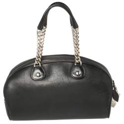 Pre Owned Dior Black Leather Gambler Dice Bowler Bag