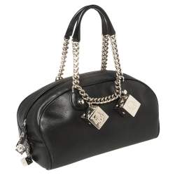 Pre Owned Dior Black Leather Gambler Dice Bowler Bag