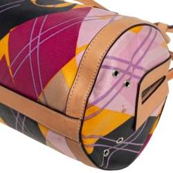 Pre Owned Dior Multicolor Canvas and Leather Argyle Boston Bag