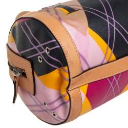 Pre Owned Dior Multicolor Canvas and Leather Argyle Boston Bag