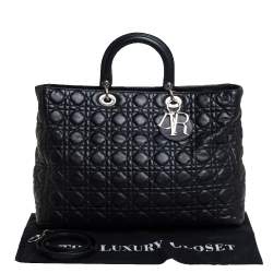 Pre Owned Dior Black Quilted Leather Soft Lady Dior Tote