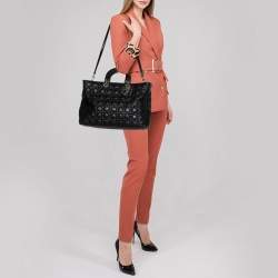 Pre Owned Dior Black Quilted Leather Soft Lady Dior Tote